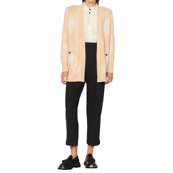 Sandro Paris Glenda Argyle Wool/Cashmere Blend Cardigan Size 2 / US 6 NWT - Picture 3 of 14